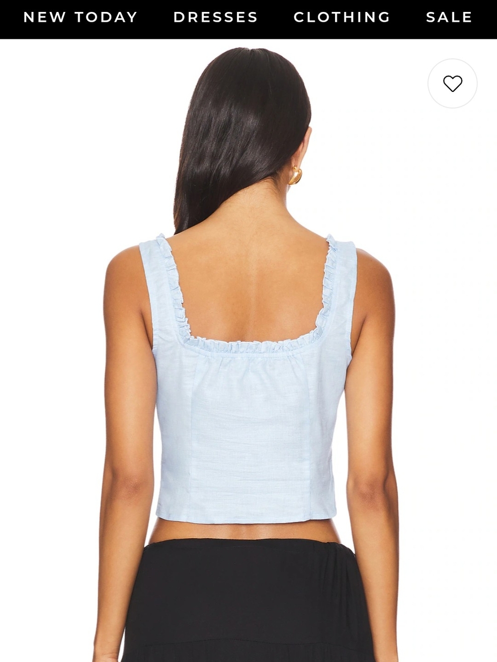 Light Blue Ruffled Denim Crop Top - Picture 2 of 3